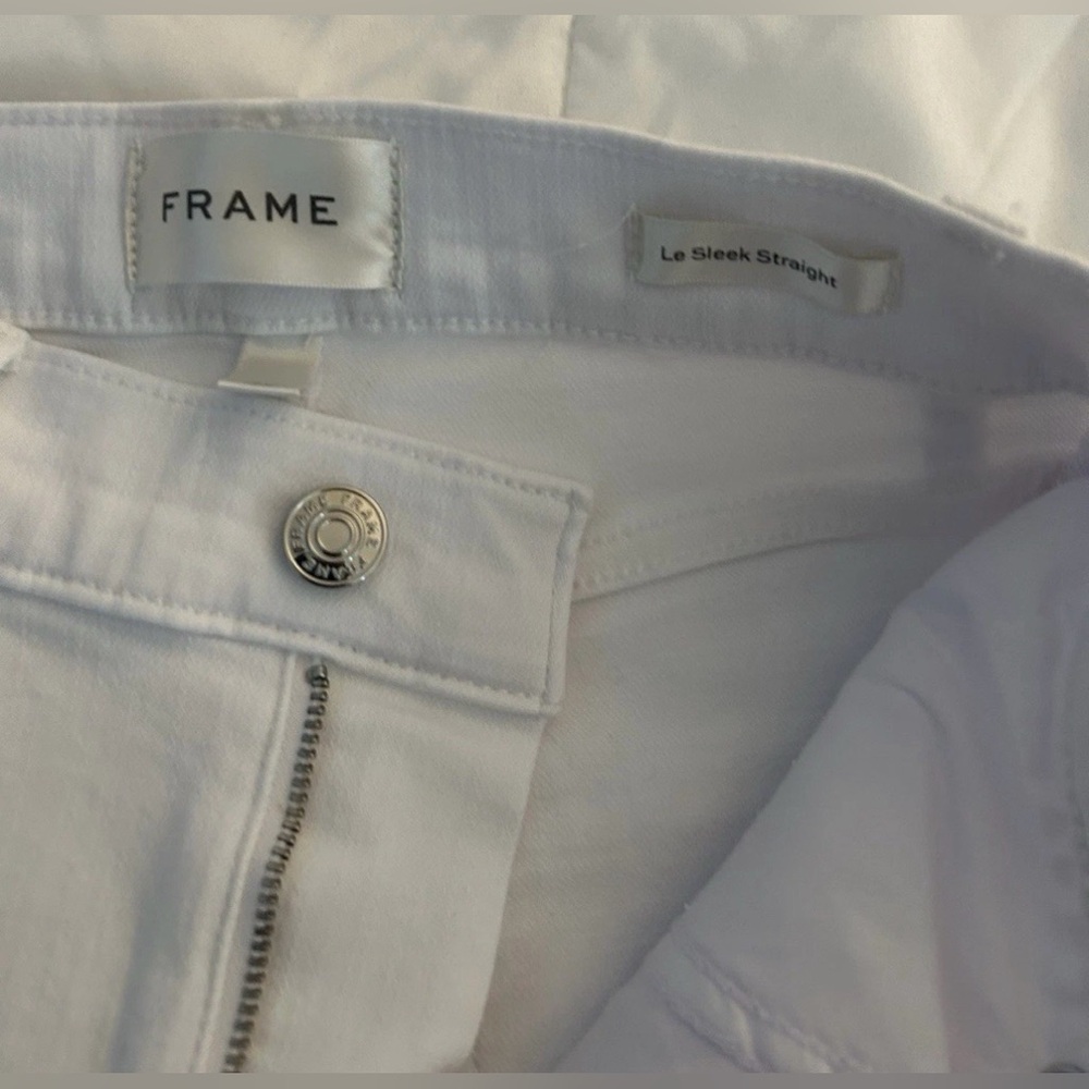 NEW FRAME Denim le sleek high rise straight leg jean, white 25 - Picture 11 of 12